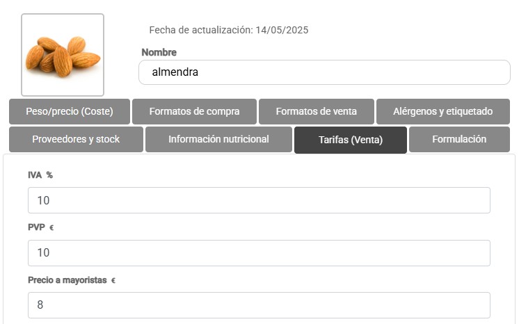 Creación y asignación de tarifas de venta