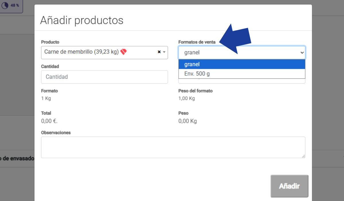 Elegir formato de venta