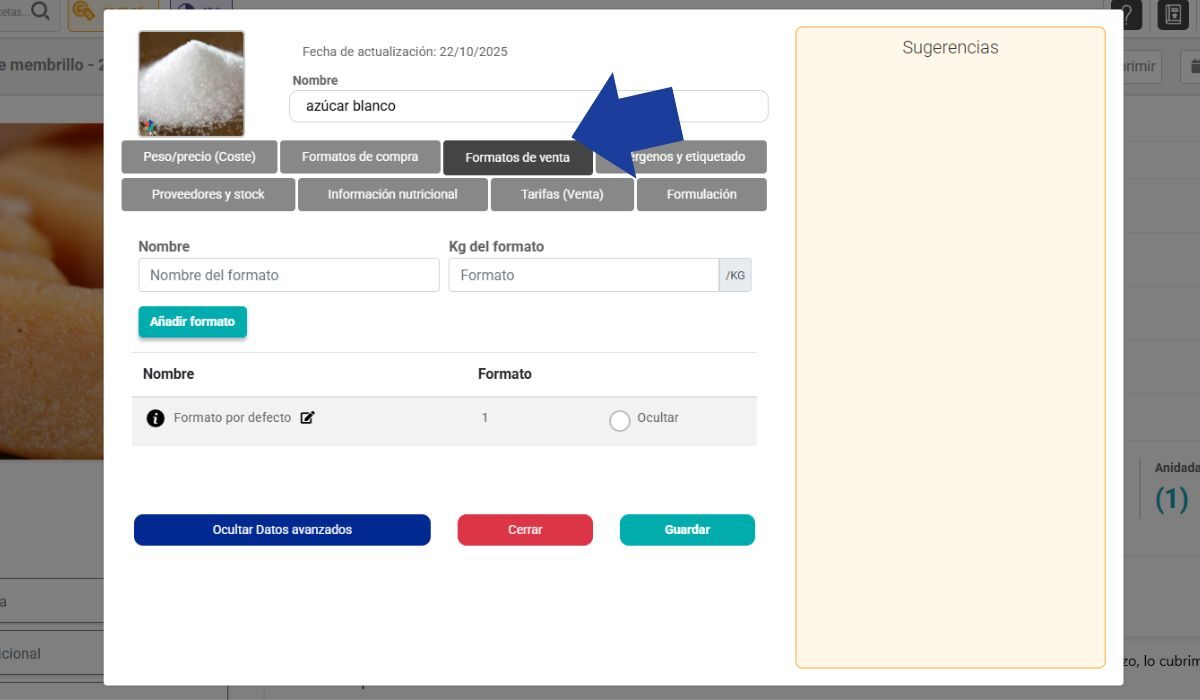 Formatos de venta en ingredientes recipok