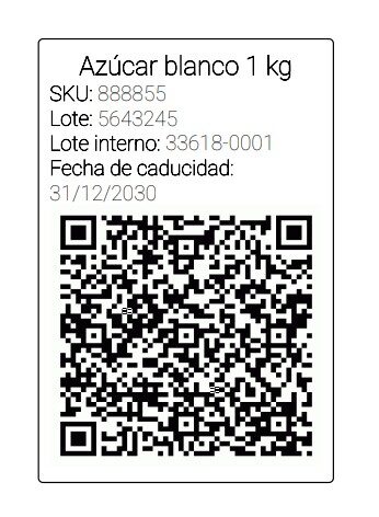 Código QR en etiqueta de ingrediente Recipok